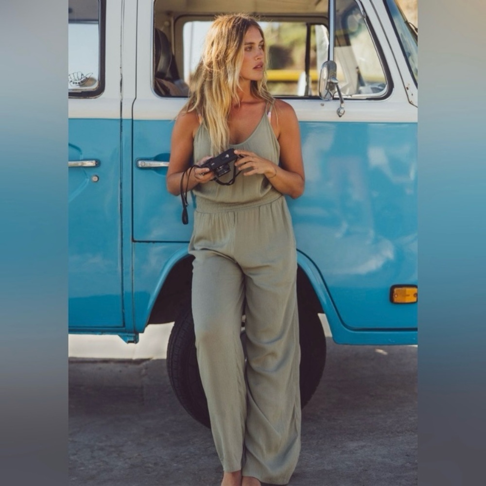 Prana Green Swim Coverup Size XS Sleeveless Fernie Wide Leg Jumpsuit NWT